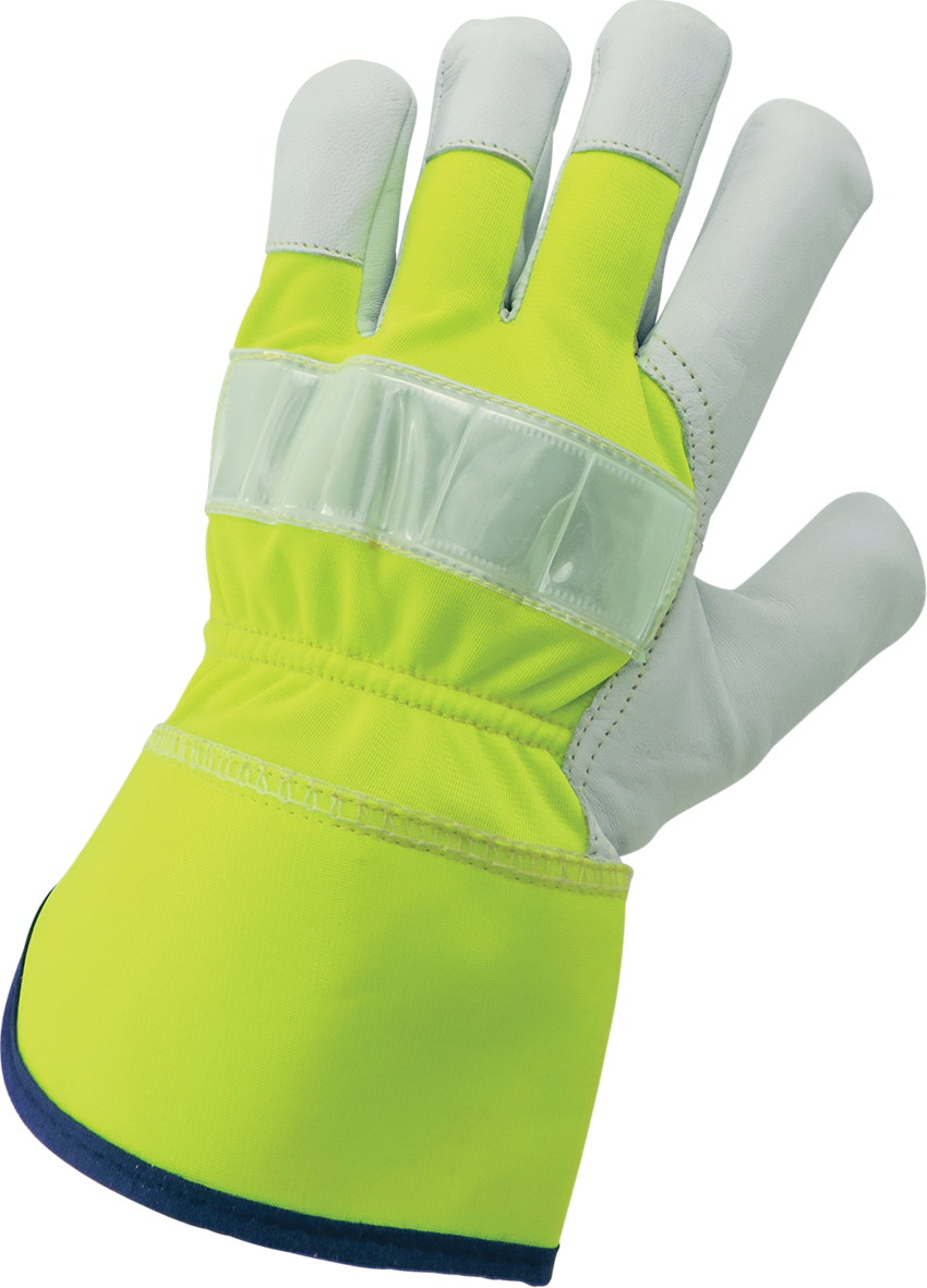 High-Visibility Canvas Back With Goatskin Leather Palm Gloves