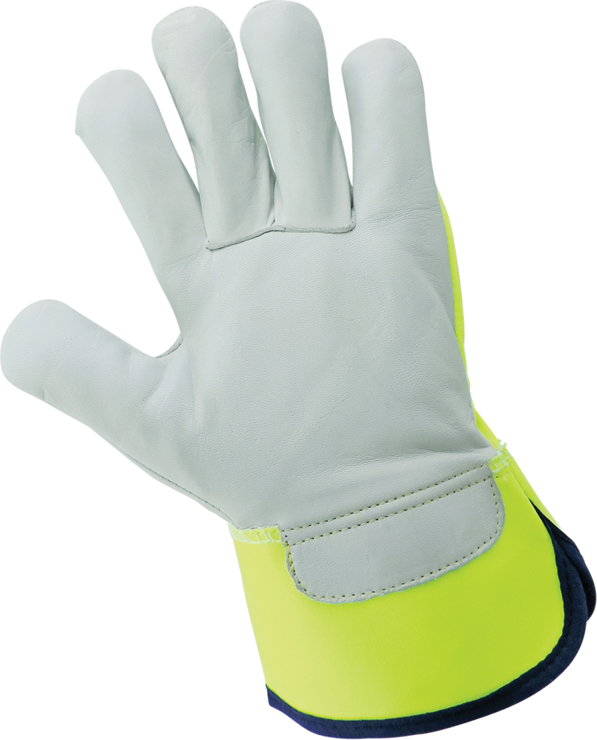 High-Visibility Canvas Back With Goatskin Leather Palm Gloves