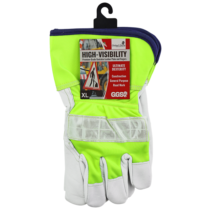 High-Visibility Canvas Back With Goatskin Leather Palm Gloves