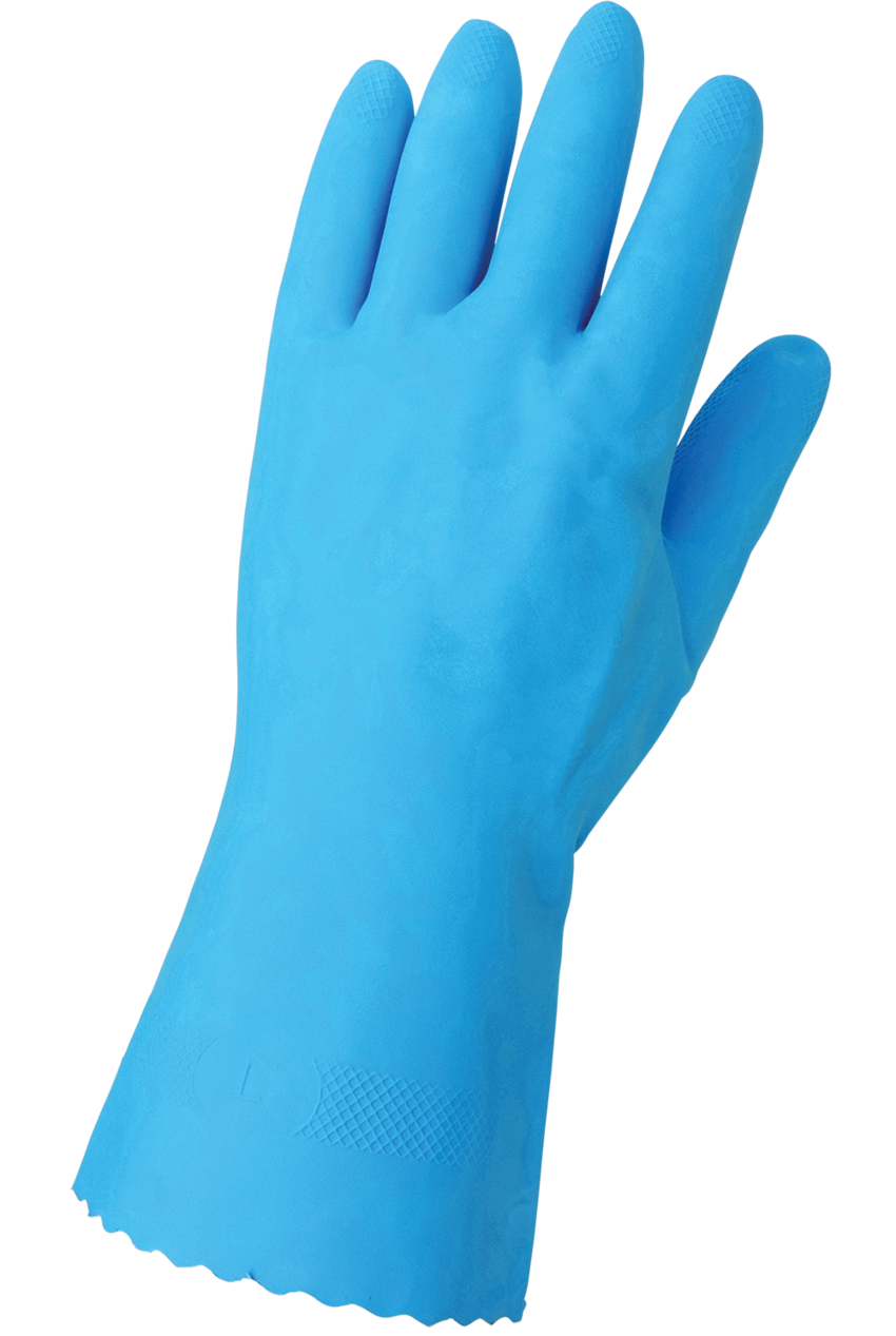 FrogWear® Blue Flock-Lined 18-Mil Rubber Latex Unsupported Gloves with Diamond Pattern Grip - LIMITED STOCK