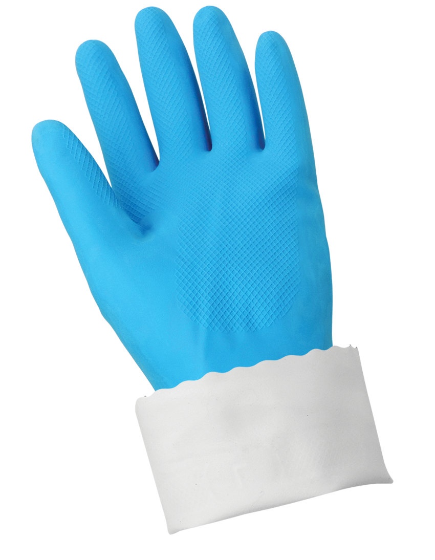 FrogWear® Blue Flock-Lined 18-Mil Rubber Latex Unsupported Gloves with Diamond Pattern Grip - LIMITED STOCK