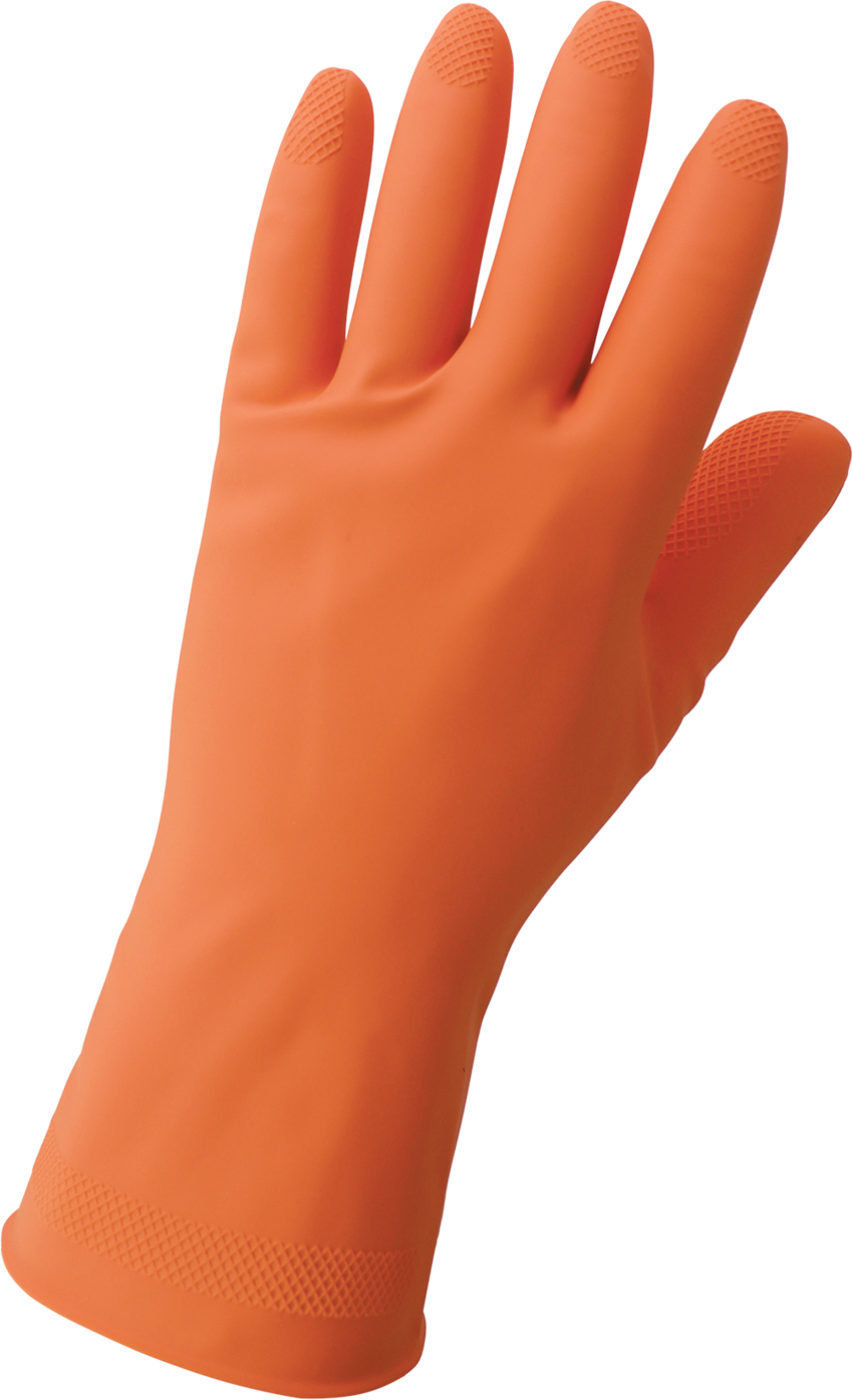 FrogWear® Orange 18-Mil Flock-Lined Latex Diamond Pattern Grip Unsupported Gloves