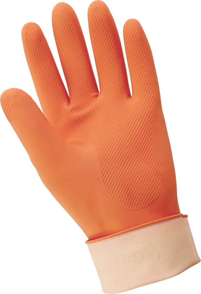 FrogWear® Orange 18-Mil Flock-Lined Latex Diamond Pattern Grip Unsupported Gloves