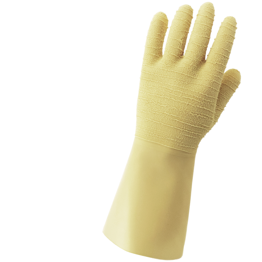 FrogWear® Wrinkle Patterned 22-Mil Unlined Natural Rubber Latex Unsupported Gloves