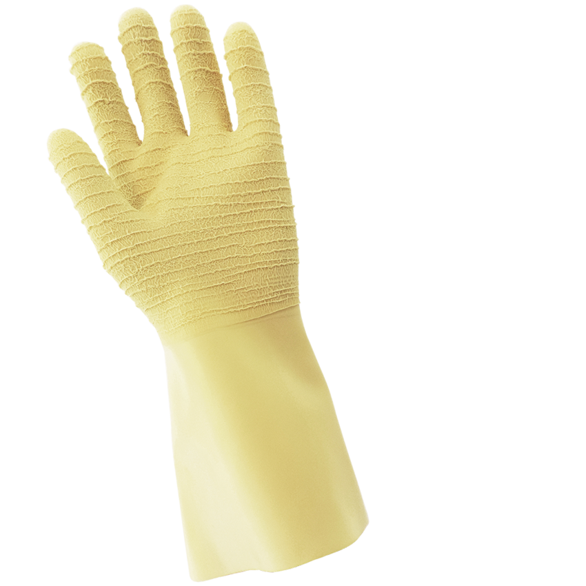 FrogWear® Wrinkle Patterned 22-Mil Unlined Natural Rubber Latex Unsupported Gloves