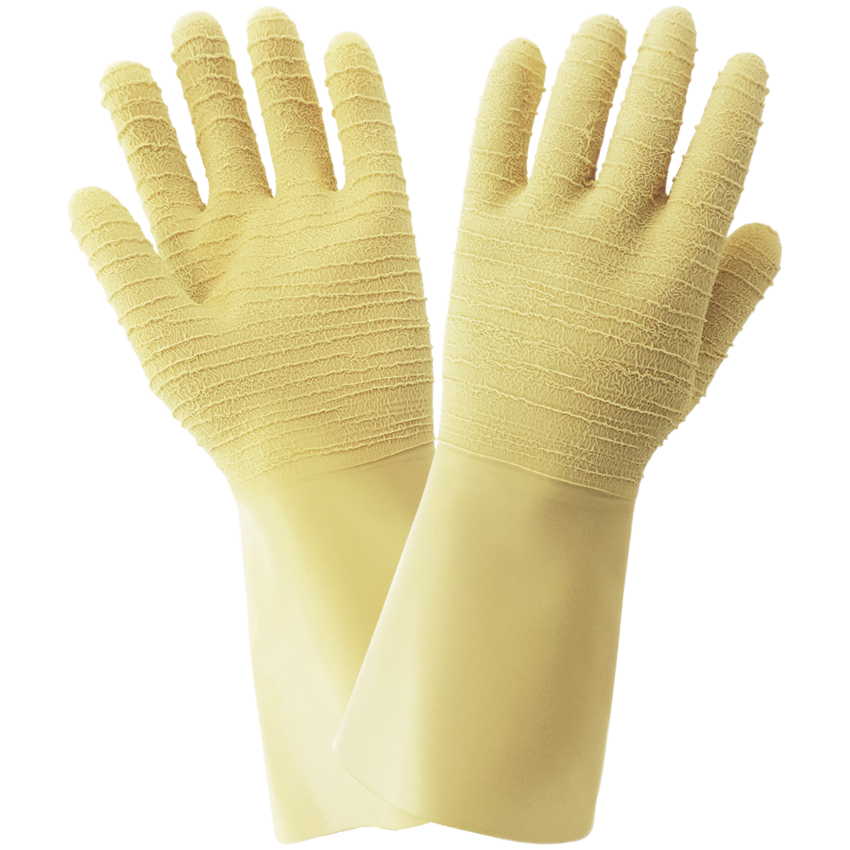 FrogWear® Wrinkle Patterned 22-Mil Unlined Natural Rubber Latex Unsupported Gloves