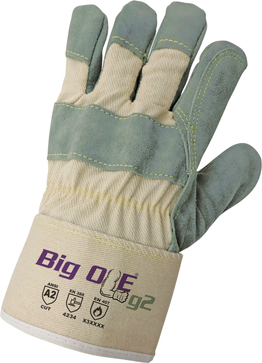 Big Ole® g2 Premium Top-Grade Side Select Split Cowhide Leather Palm Cut and Heat Resistant Gloves