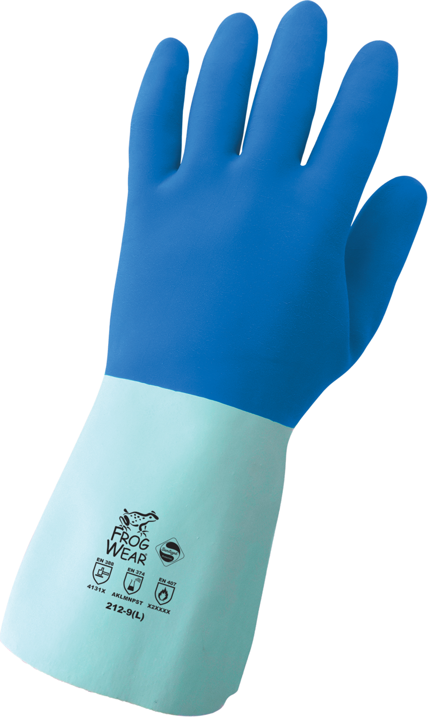 FrogWear® Supported Cotton-Lined Blue Flexible Natural Rubber Latex Gloves