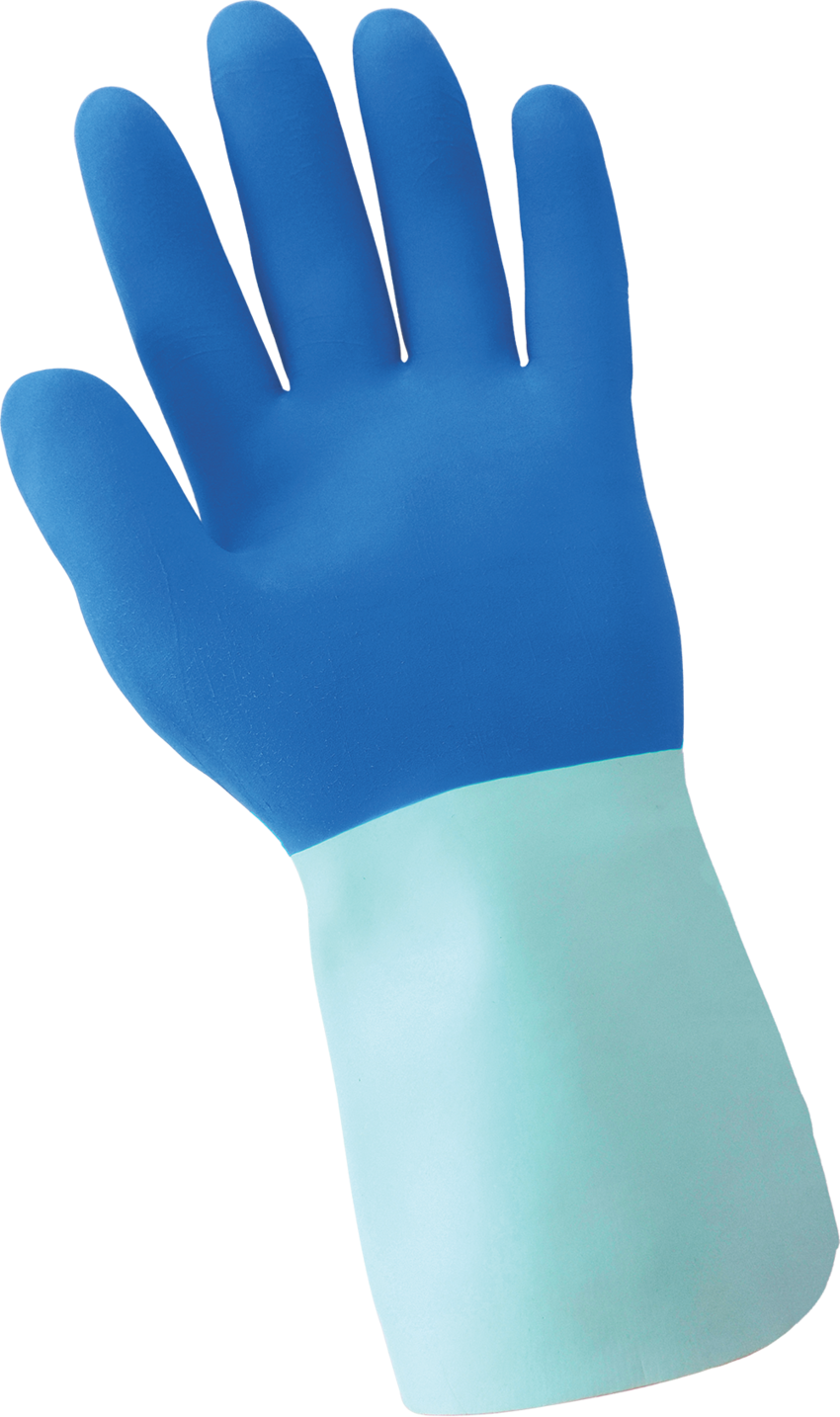 FrogWear® Supported Cotton-Lined Blue Flexible Natural Rubber Latex Gloves