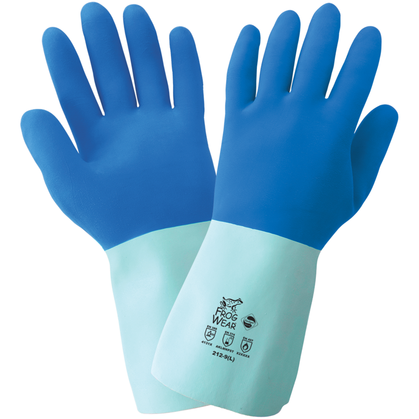 FrogWear® Supported Cotton-Lined Blue Flexible Natural Rubber Latex Gloves