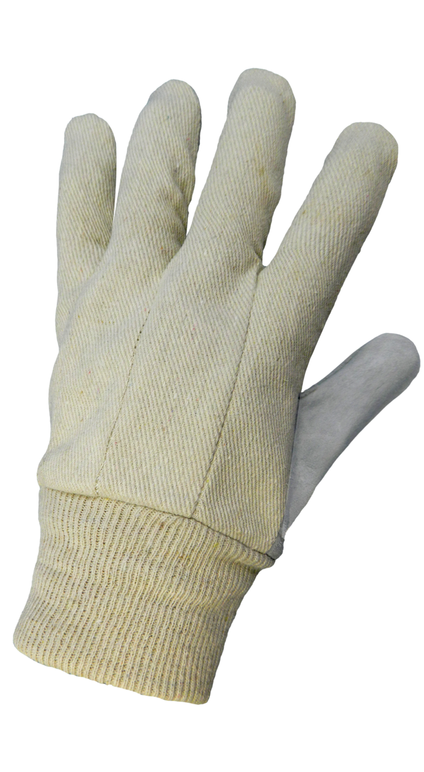 Economy Split Cowhide Leather Palm Gloves with Knit Wrist