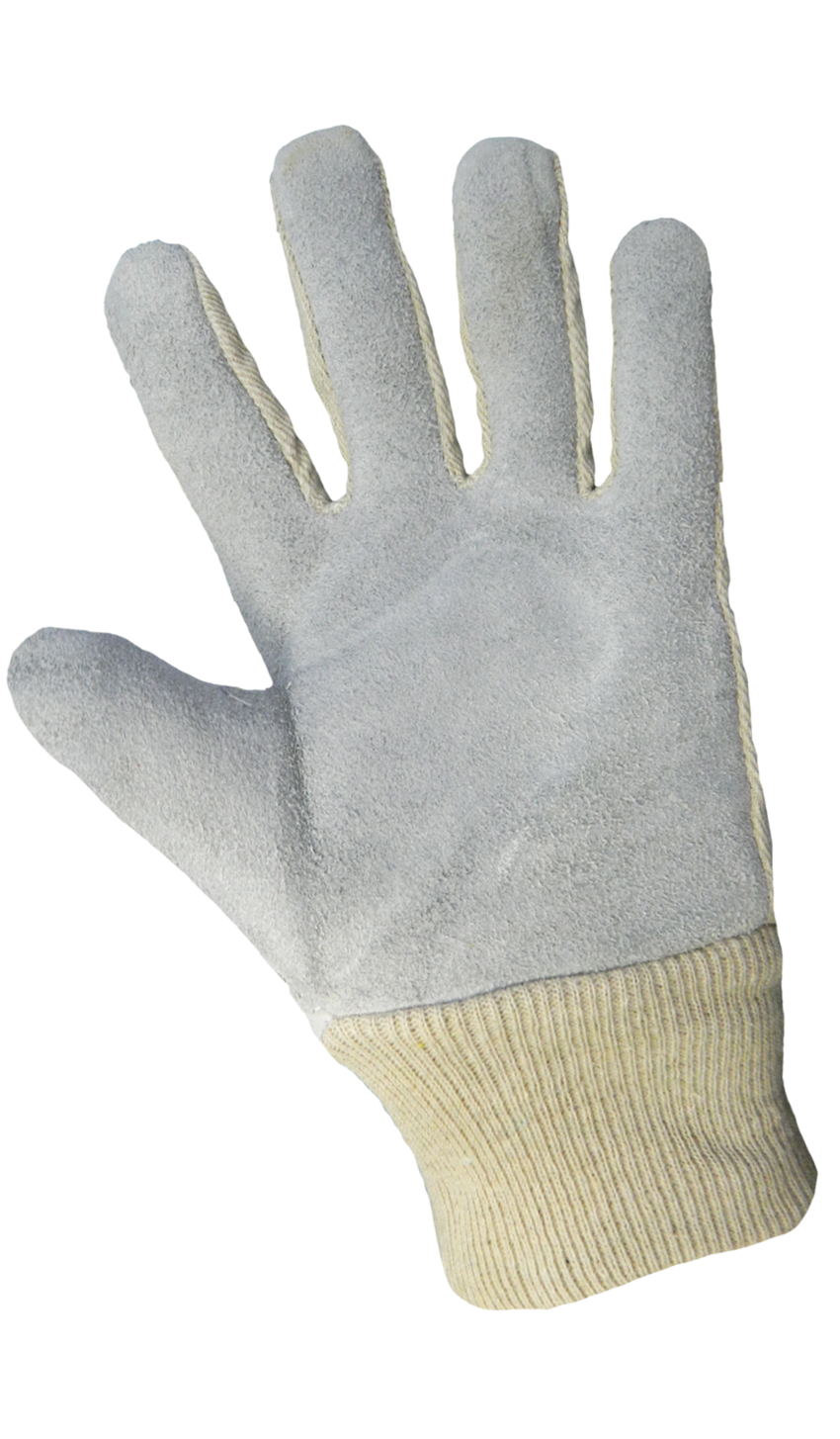 Economy Split Cowhide Leather Palm Gloves with Knit Wrist