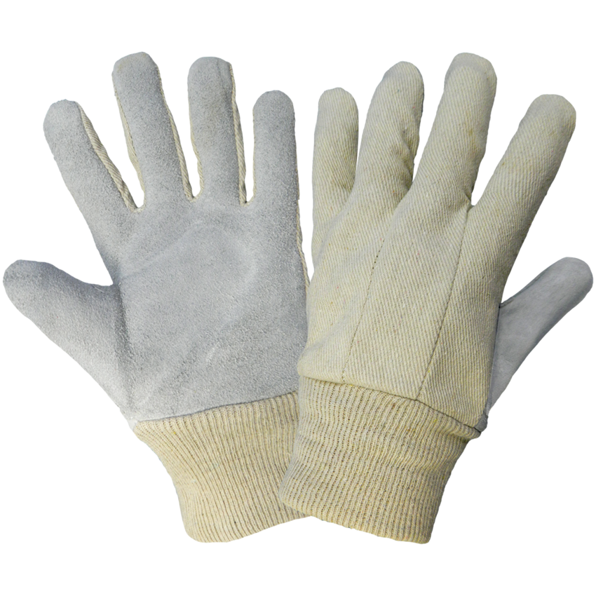 Economy Split Cowhide Leather Palm Gloves with Knit Wrist