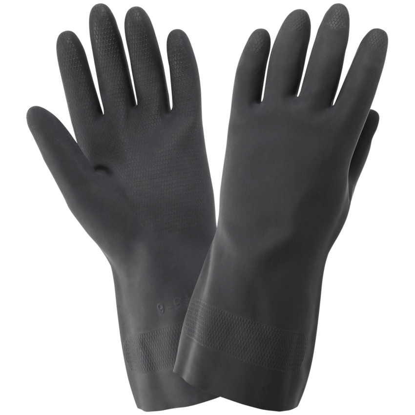 FrogWear® Premium Black Flock-Lined 30-Mil Neoprene Unsupported Gloves with Honeycomb Pattern Grip