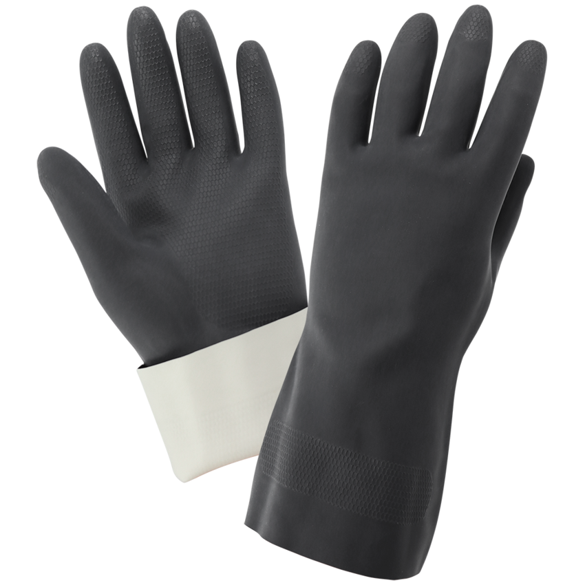 FrogWear® Premium Black Flock-Lined 30-Mil Neoprene Unsupported Gloves with Honeycomb Pattern Grip