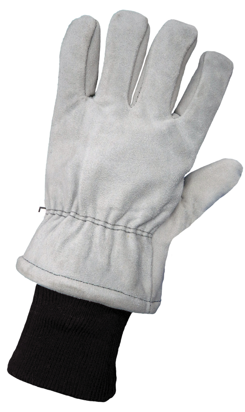 Heavy Gray Standard-Grade Split Cowhide Leather Insulated Freezer Gloves