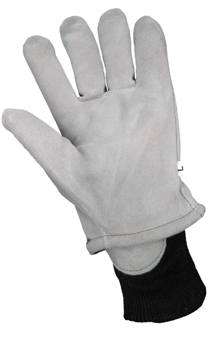 Heavy Gray Standard-Grade Split Cowhide Leather Insulated Freezer Gloves