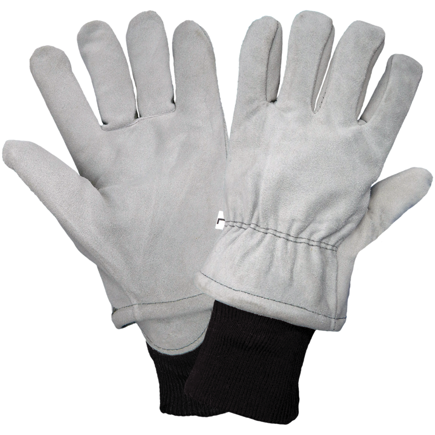 Heavy Gray Standard-Grade Split Cowhide Leather Insulated Freezer Gloves