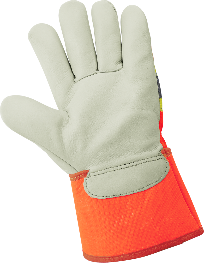 High-Visibility Standard-Grade Cowhide Leather Insulated Gloves with Safety Cuff