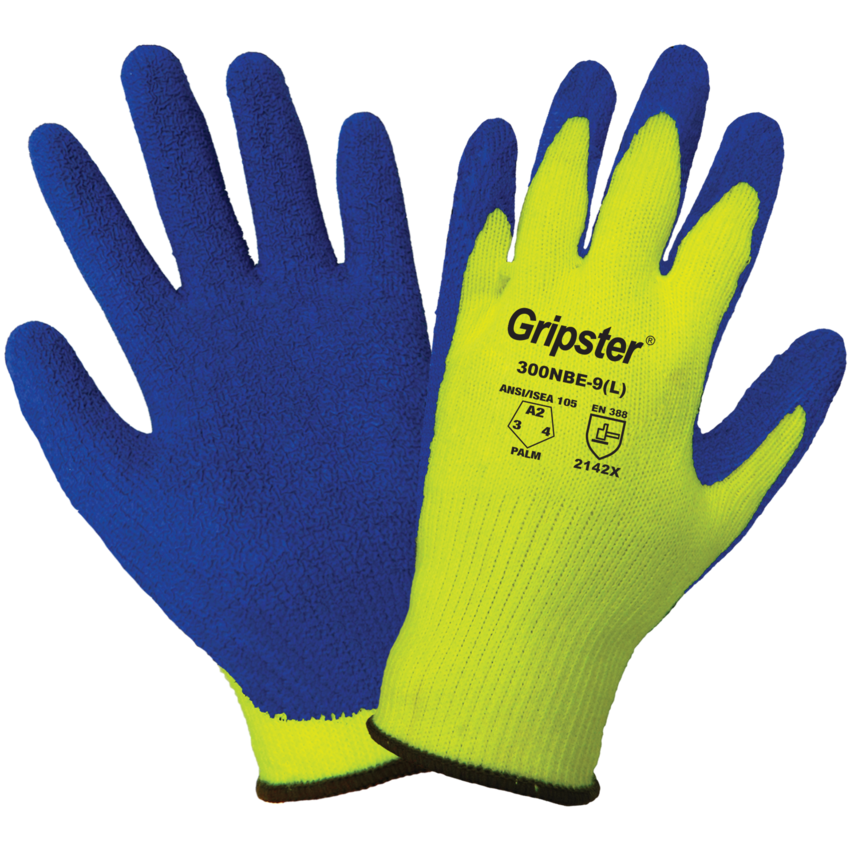 Gripster® Cut, Abrasion, and Puncture Resistant High-Visibility Etched Rubber-Coated Palm Gloves