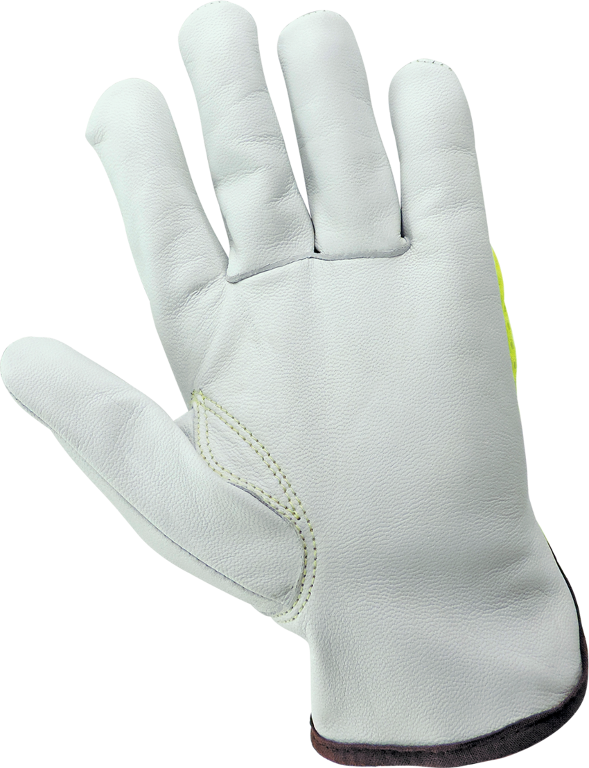 High-Visibility Mesh Back Premium Goatskin Leather Palm Drivers Style Gloves