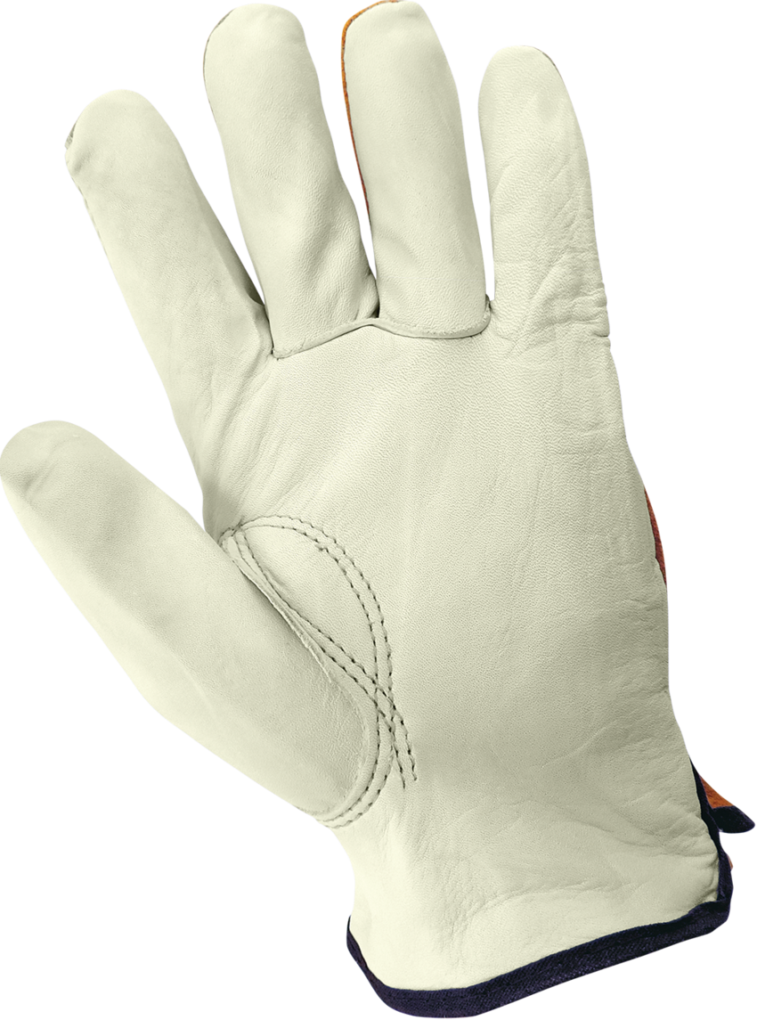 Premium-Grade Grain Cowhide Leather Palm Split Back Drivers Gloves