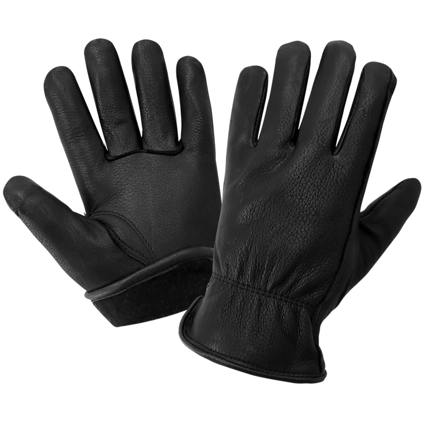 Premium Black Deerskin Leather Insulated Gloves