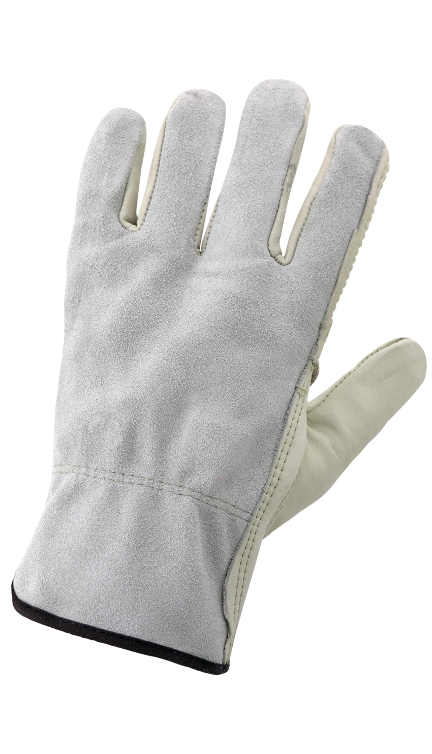 Economy-Grade Gray Cowhide Grain Patch Palm Leather Gloves