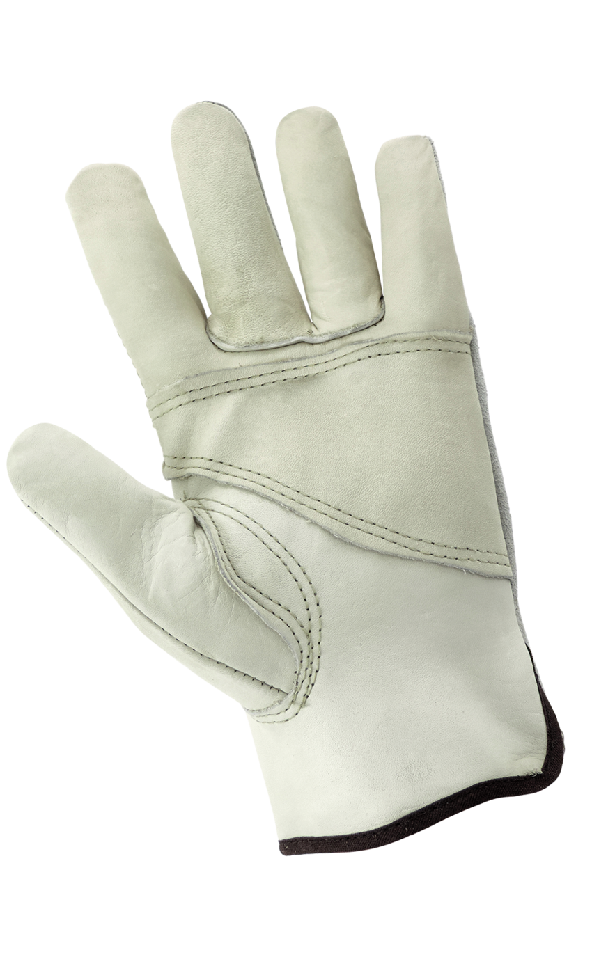 Economy-Grade Gray Cowhide Grain Patch Palm Leather Gloves