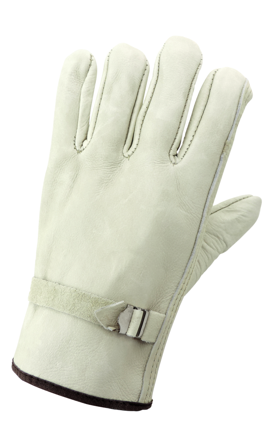 Premium-Grade Grain Cowhide Leather Drivers Gloves with Pull Strap Wrist