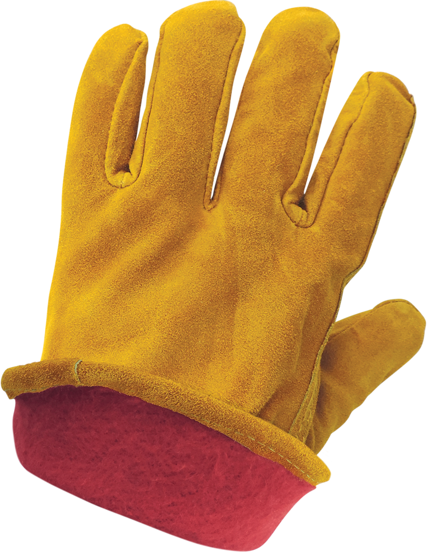 Russet Color Standard-Grade Cowhide Split Leather Fleece-Lined Drivers Gloves