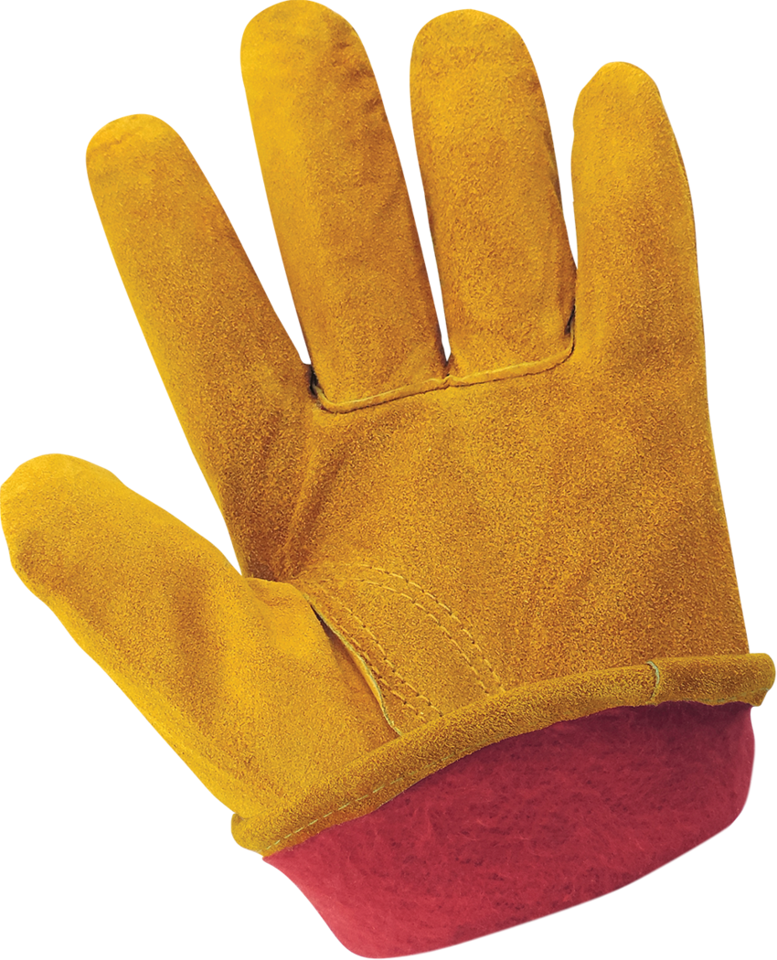 Russet Color Standard-Grade Cowhide Split Leather Fleece-Lined Drivers Gloves