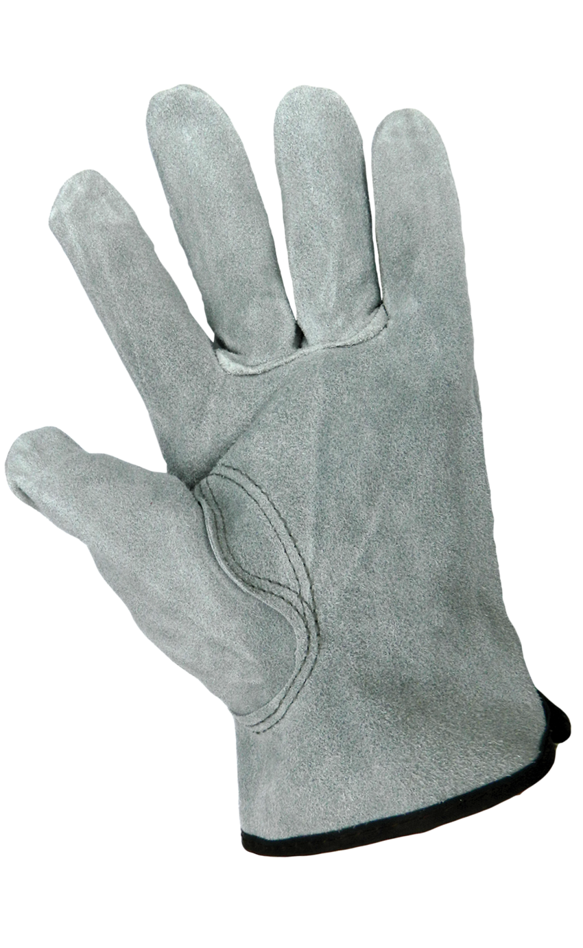 Standard-Grade Gray Split Cowhide Leather Drivers Style Gloves