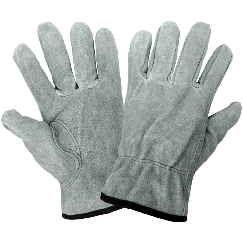 Standard-Grade Gray Split Cowhide Leather Drivers Style Gloves