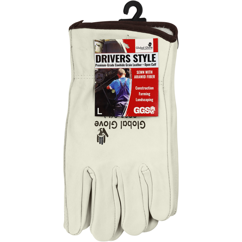 Premium-Grade Grain Cowhide Drivers Style Retail Tagged Gloves