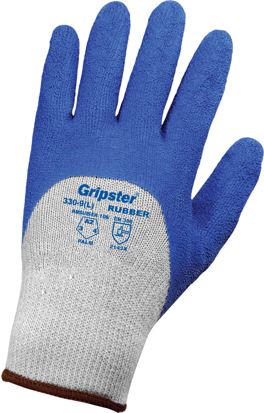 Gripster® Three-Quarter Etched Rubber Grip Coated Palm Multi-Purpose Gloves with Cut, Abrasion, and Puncture Resistance