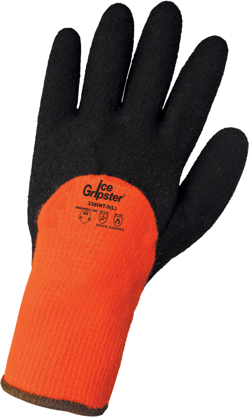 Ice Gripster® Three-Quarter Foam Rubber Coated Palm High-Visibility Low Temperature Gloves with Cut, Abrasion, and Puncture Resistance