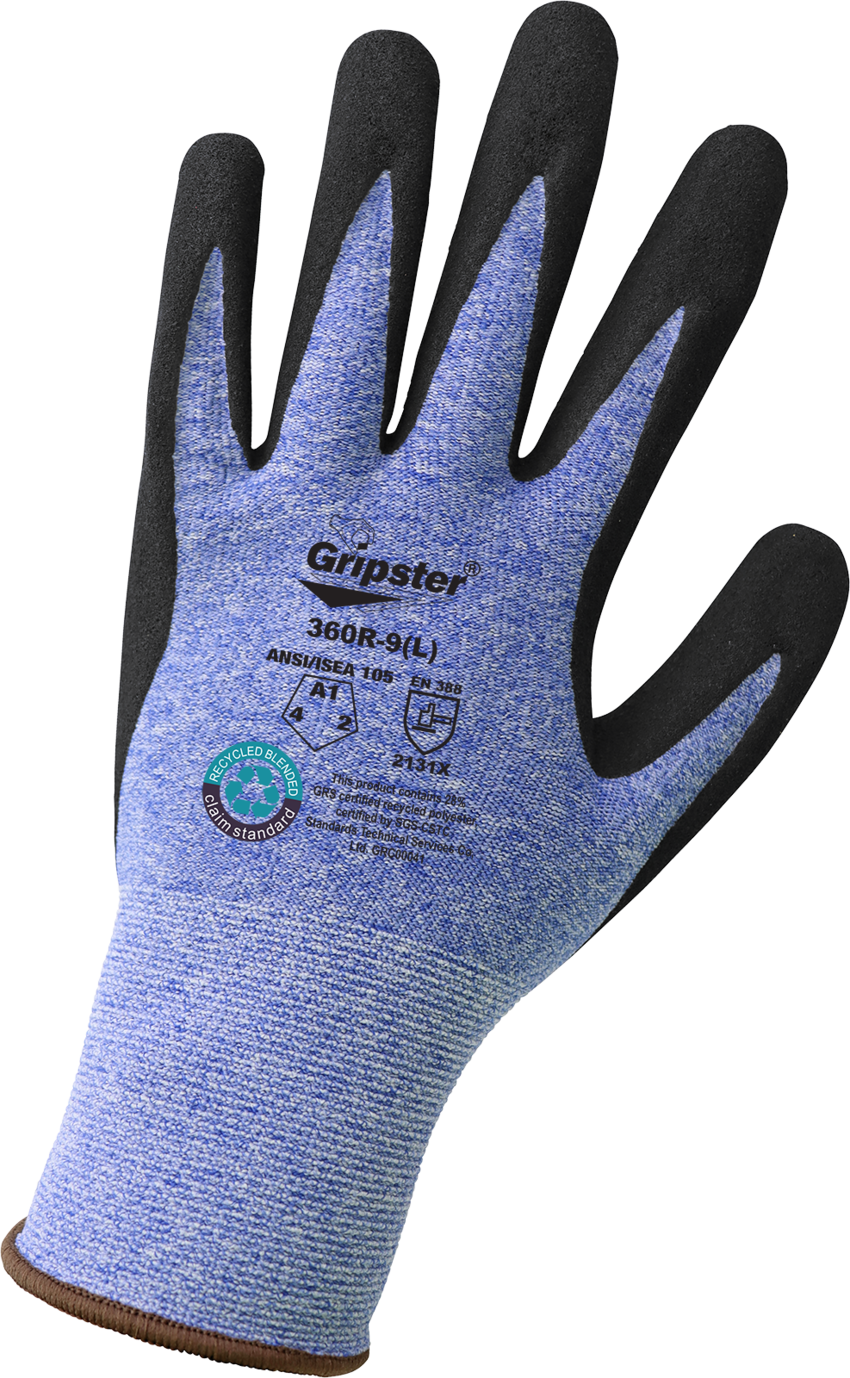 Gripster&reg; General Purpose 15-Gauge Rubber Coated FDA Compliant Gloves Made with Recycled Polyester