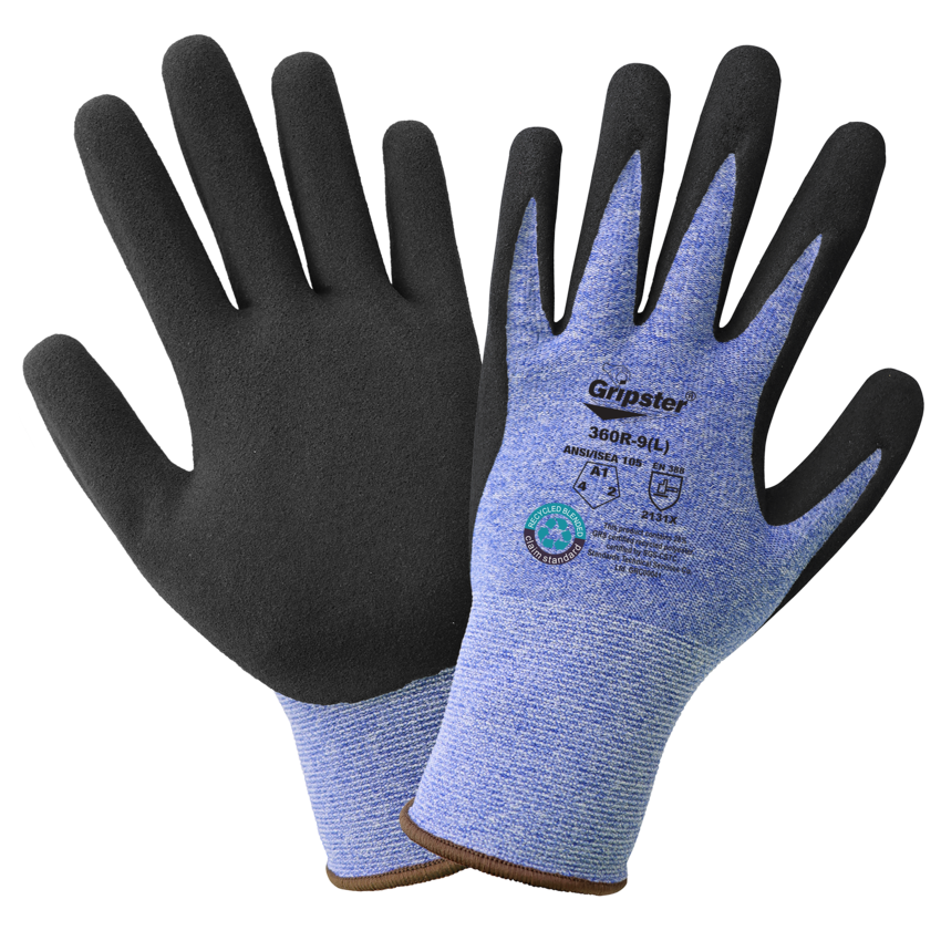 Gripster&reg; General Purpose 15-Gauge Rubber Coated FDA Compliant Gloves Made with Recycled Polyester