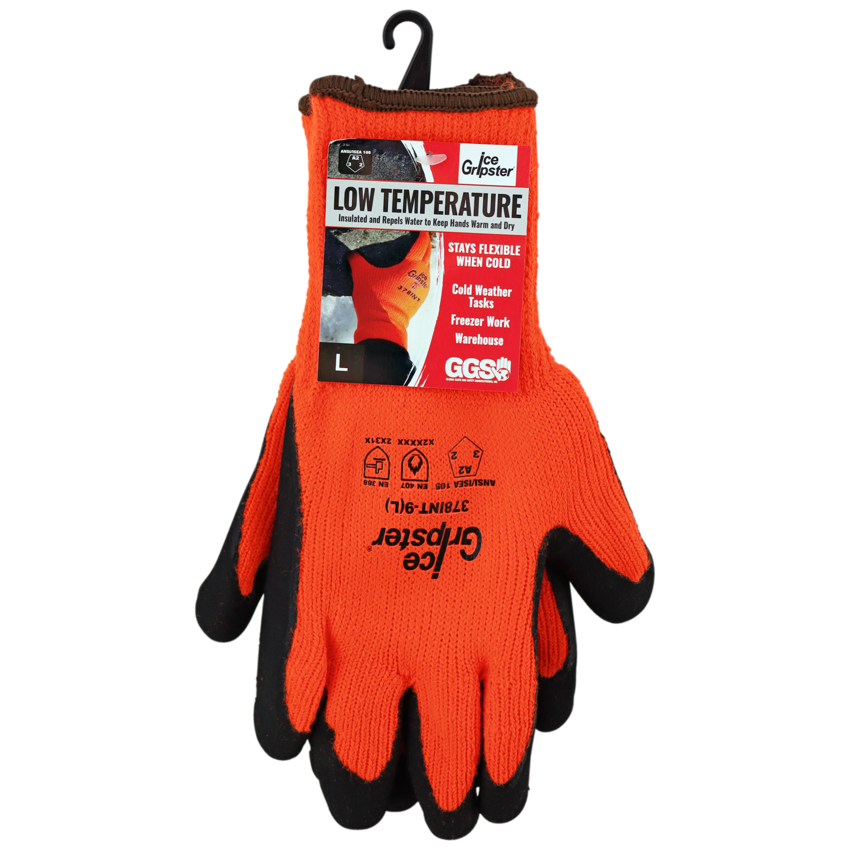 Ice Gripster® Water Repellent Heavy Napped Rubber Coated High-Visibility Low Temperature Gloves with Cut, Abrasion, and Puncture Resistance