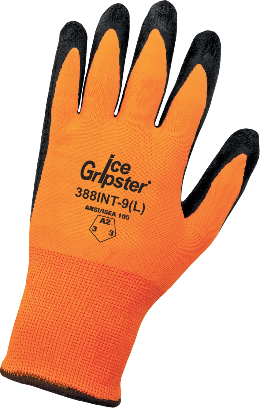 Ice Gripster® Water Repellent Seamless Etched Rubber Coated Palm Low Temperature Gloves with Cut, Abrasion, and Puncture Resistance