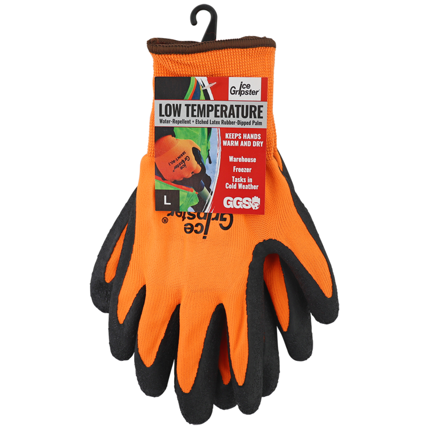 Ice Gripster® Water Repellent Seamless Etched Rubber Coated Palm Low Temperature Gloves with Cut, Abrasion, and Puncture Resistance