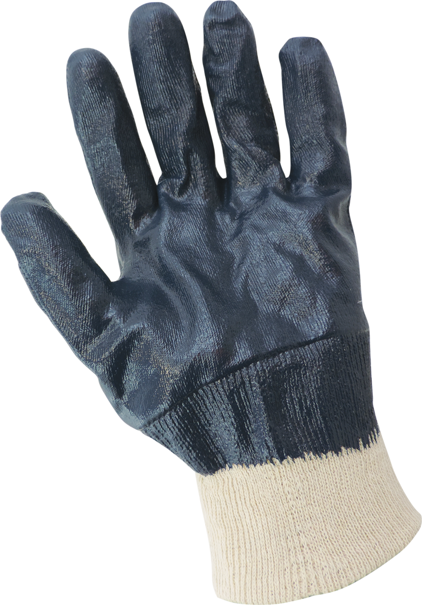 Two-Piece Interlock Shell Fully Coated with Solid Nitrile Knit Wrist Gloves