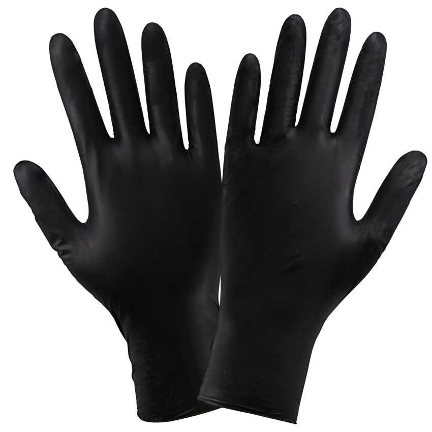 Panther-Guard® Industrial-Grade, Powder-Free, Black Nitrile/Vinyl Blended, 5-Mil, Smooth Finish, 9.5-Inch Disposable Gloves