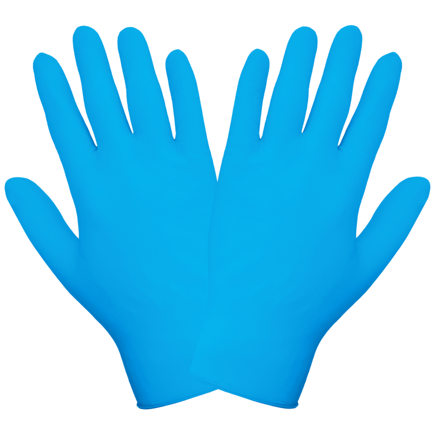 Panther-Guard® Medical-Grade, Powder-Free, Blue Nitrile/Vinyl Blended, 5-Mil, Smooth Finish, 9.5-Inch Disposable Examination Gloves