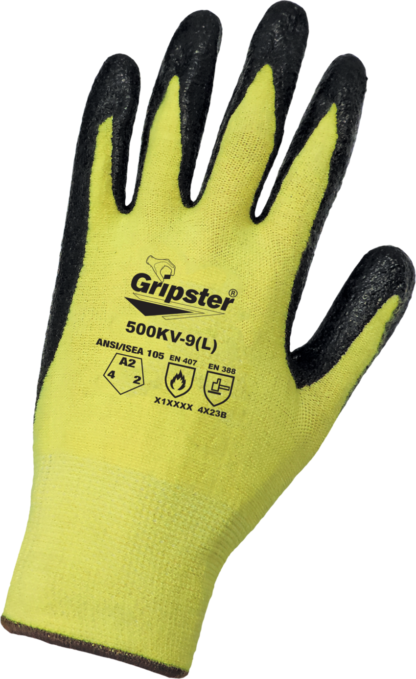 Gripster® Yellow Aramid Fiber Nitrile Coated Palm Cut, Abrasion, and Puncture Resistant Gloves