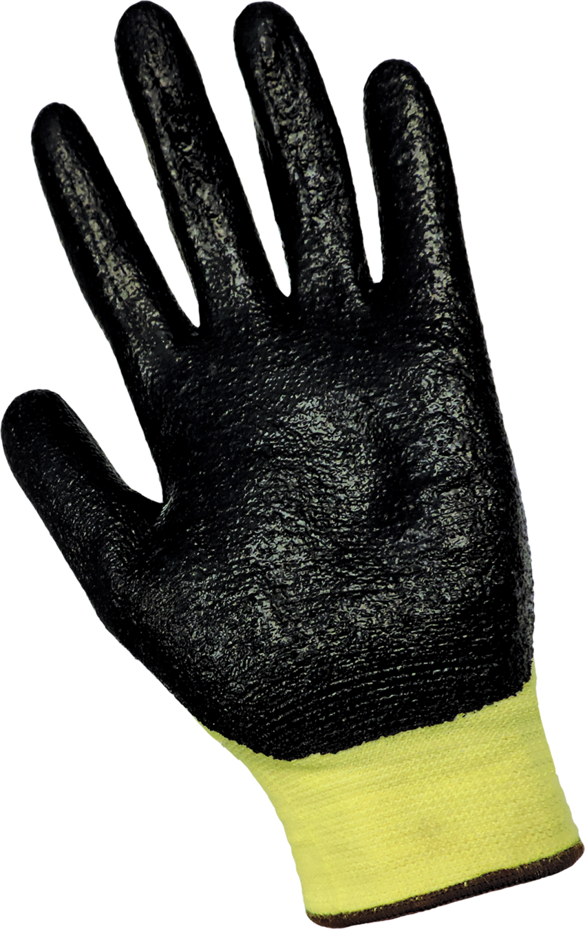 Gripster® Yellow Aramid Fiber Nitrile Coated Palm Cut, Abrasion, and Puncture Resistant Gloves