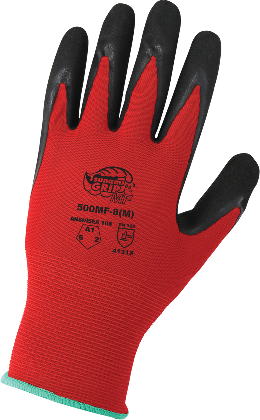 Tsunami Grip® MF Double-Dipped Mach Finish Nitrile Coated Gloves with Cut, Abrasion, and Puncture Resistance