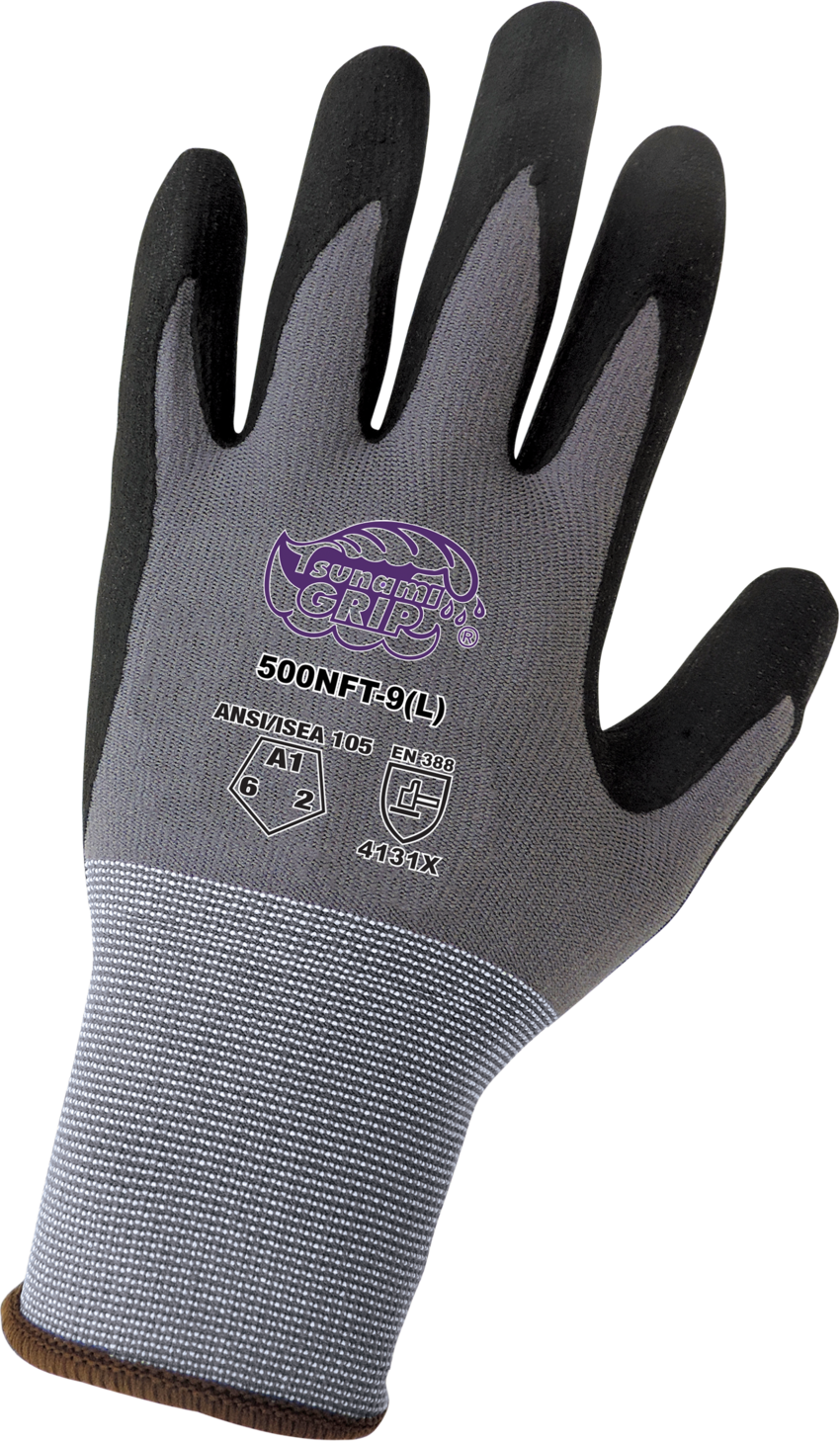 Tsunami Grip® Lightweight Seamless New Foam Technology Palm Coated Gloves with Cut, Abrasion, and Puncture Resistance