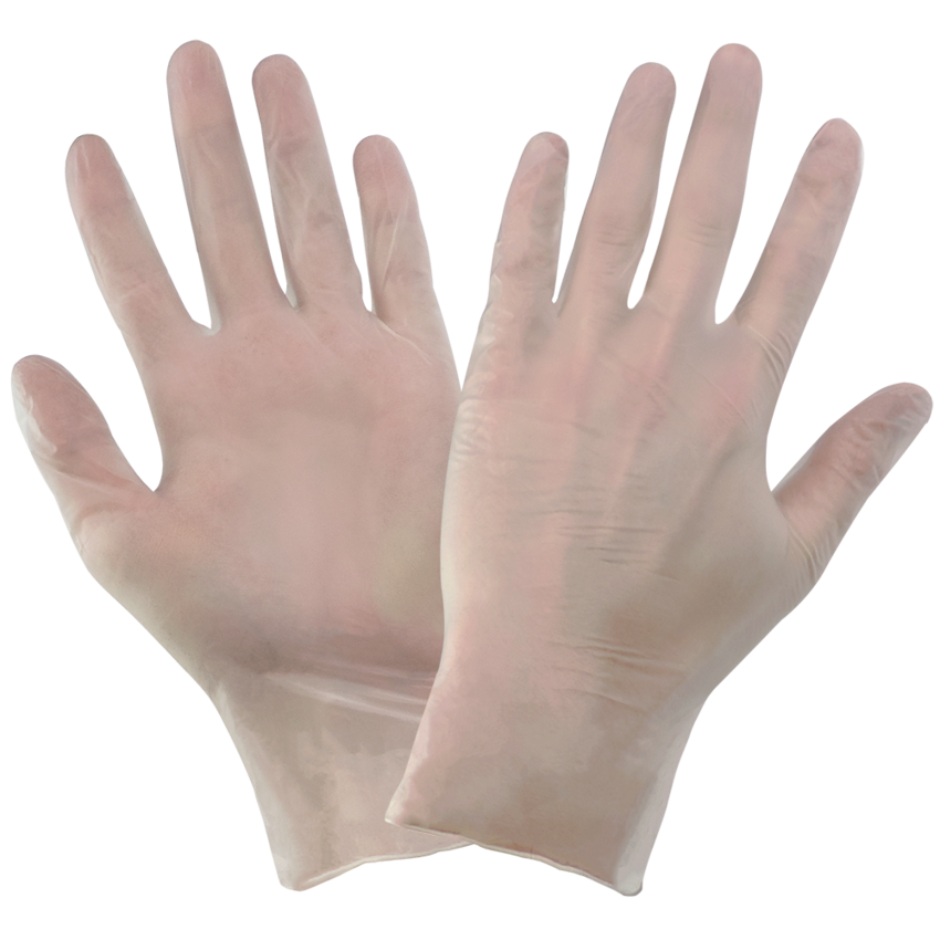 Vinyl, Powder-Free, Industrial-Grade, Clear, 5-Mil, Smooth Finish, 9.5-Inch Disposable Gloves